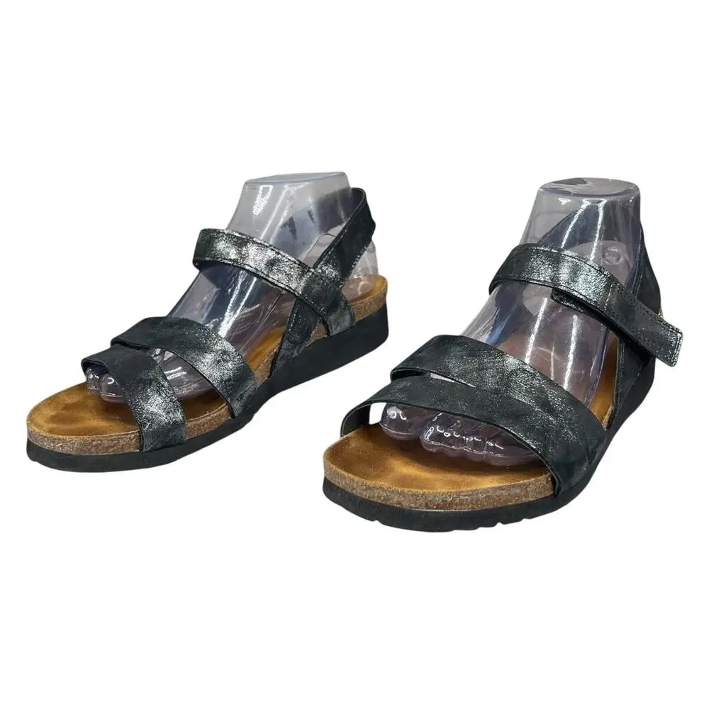 NAOT Women’s Kayla Metallic Grey Slingback Sandal Size 41 US 10/10.5